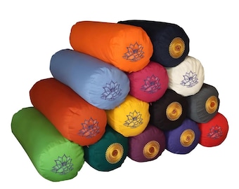 Embroidered Yoga Bolster Filled with Buckwheat Hulls