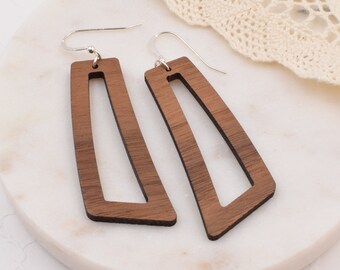 State \u201chome\u201d walnut wood earrings