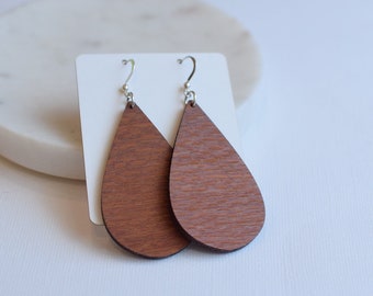 Boucles d'oreilles Lacewood Teardrop, Boucles d'oreilles en bois, Boucles d'oreilles Wood Teardrop, Boucles d'oreilles en bois, Boucles d'oreilles en bois naturel, boucles d'oreilles écologiques, automne