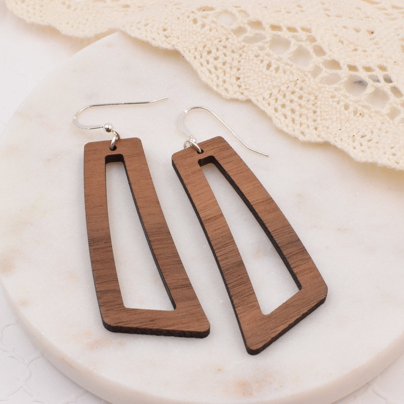 Natural Wood earrings Wood Teardrop Earrings Lightweight Earrings Wooden Earrings Wood Earrings Hollow Flare Walnut Earrings