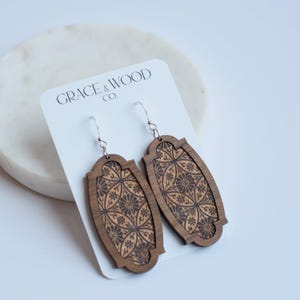 Medallion Wood + Cork Heirloom,  Handcrafted, Statement Earrings, Wood earrings, Everyday earrings, Lightweight Earrings, Gift for her