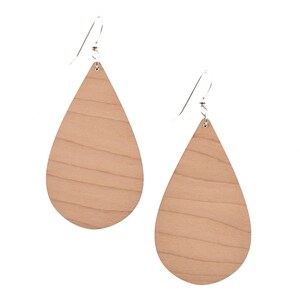 Maple Teardrop Earrings, Wood Earrings, Wood Teardrop Earrings, Wooden Earrings, Natural Wood earrings, eco friendly earrings, fall earring image 2