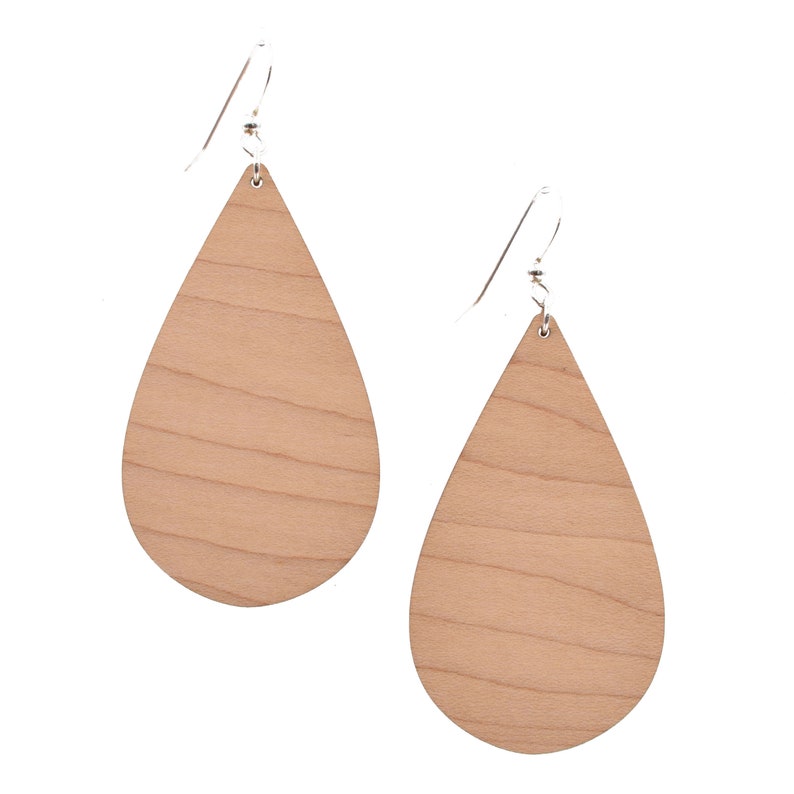 Maple Teardrop Earrings, Wood Earrings, Wood Teardrop Earrings, Wooden Earrings, Natural Wood earrings, eco friendly earrings, fall earring image 2