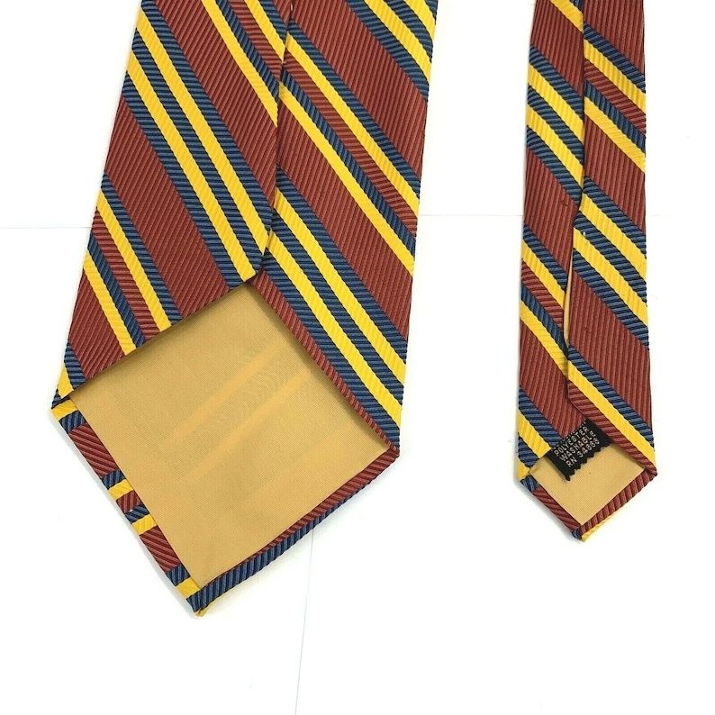 Vintage Retro Wide Red Blue Yellow Striped Men\u2019s Polyester Tie 4 12\u2033 x 58\u2033