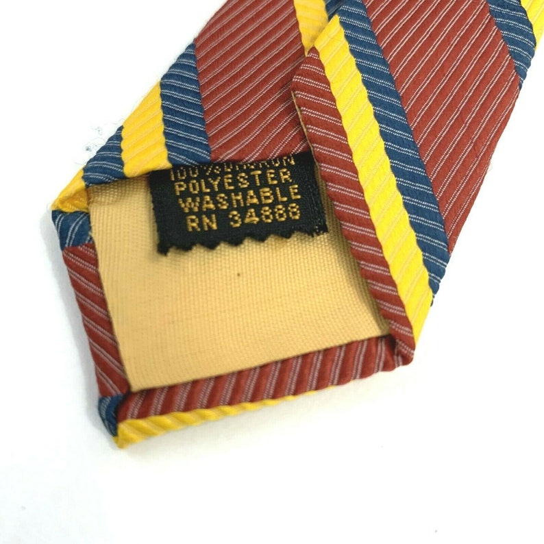 Vintage Retro Wide Red Blue Yellow Striped Men\u2019s Polyester Tie 4 12\u2033 x 58\u2033