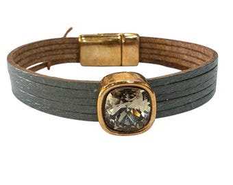 Gray Leather Bracelet