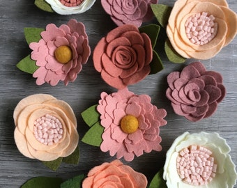 Fall Felt Flowers, Felt Flowers, Fall Decor, Fall Felt Wreath, Fall Flowers, Felt Sunflower, Felt Mums, Peach Flowers