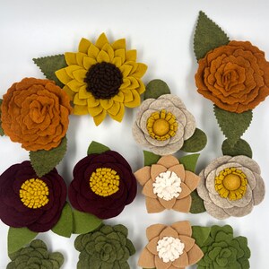 Fall Felt Flowers, Felt Flowers, Fall Decor, Fall Felt Wreath, Fall Flowers, Felt Sunflower, Felt succulent, Orange Flowers