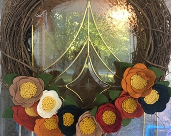 Fall Felt Flowers, Felt Flowers, Fall Decor, Fall Felt Wreath, Fall Flowers, Felt Sunflower, Felt succulent, Orange Flowers