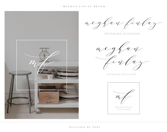 Black Logo Brand Package, Branding Design, Premade Branding, Grey Logo Design, Logo Design, Calligraphy Logo, Black Logo Design