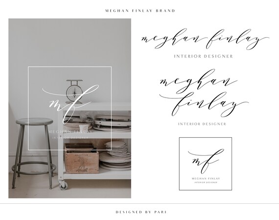 Black Logo Brand Package, Branding Design, Premade Branding, Grey Logo Design, Logo Design, Calligraphy Logo, Black Logo Design