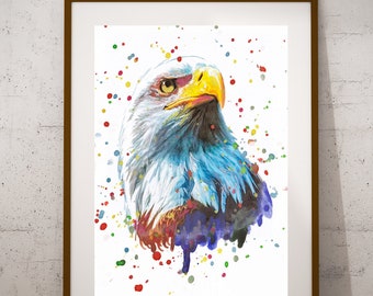 Stampa di aquila, poster di aquila, stampa di animali, fatto a mano, cameretta dei bambini, disegno, fatto a mano, pittura, arredamento della stanza, acquerello, stampa di animali, arte