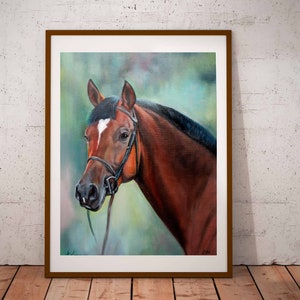 Horse print, original painting, animal print, handmade,Horse poster, giclee print,  print , family gift, Brown horse ,wall decoration