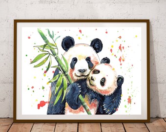 【中古】 Panda Print, Panda Poster, Print Art Handmade, Print, Animal その他