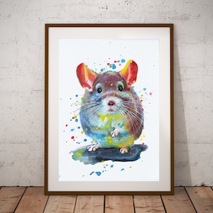 CHINCHILLA print, Chinchilla poster,animal print, handmade, nursery, drawing, handmade, painting, room decor, watercolor, animal print, art