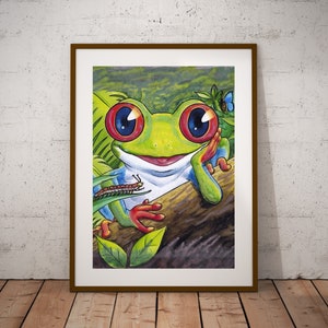 Stampa rana, Poster Froggy, Stampa asilo nido, Stampa animalier, disegno, acquerello, poster, Camera dei bambini, arredamento della stanza dei giochi, stanza del bambino, bambino, regalo di famiglia