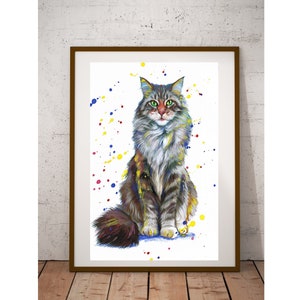 Stampa di gatto, poster Cat,Nursery print, stampa d'arte, disegno, acquerello, poster, Camera per bambini, ragazza, ragazzo, arredamento sala giochi, baby room,stampa animale, arte