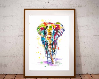 Elephant print, Elephant poster,animal print, handmade, art print, drawing, handmade, painting, room decor, watercolor, decor, animal print