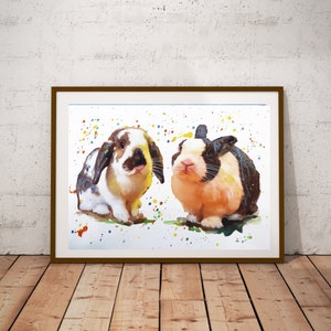 3 conigli, 3 animali domestici, ritratto di animale domestico personalizzato, pittura, da foto, ritratto di coniglio personalizzato, disegno di lepre, regalo commemorativo, acquerello, ritratto di animale domestico