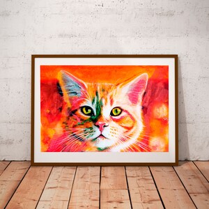 Stampa di gatto, poster Cat,Nursery print, stampa d'arte, disegno, acquerello, poster, Camera per bambini, ragazza, ragazzo, arredamento sala giochi, baby room,stampa animale, arte