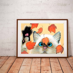Stampa gatto, poster gatto, stampa asilo nido, stampa d'arte, gatto felice, acquerello, poster, camera per bambini, ragazza, ragazzo, arredamento sala giochi, cameretta per bambini, stampa animale, arte