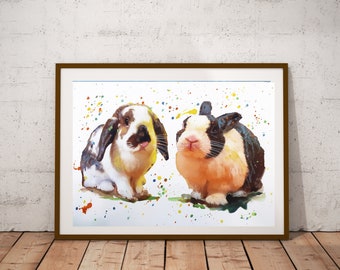 3 Rabbits, 3 Pets, Custom Pet Portrait, Painting, from Photo, Custom Rabbit Portrait, Hare Drawing, Memorial Gift, watercolor, Pet Portrait