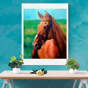 Impresión de caballo, pintura original, pintura animal, hecho a mano, cartel de caballo, impresión de bellas artes, regalo familiar, caballo blanco, decoración de la pared, impresión animal