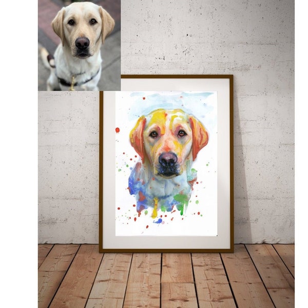 Personalisiertes Tierportrait, Aquarell, Labrador, handgefertigt, Hundeliebhaber Geschenk, Haustier verlust, handgemalt, von Ihrem Foto, Individuelles Hundeportrait