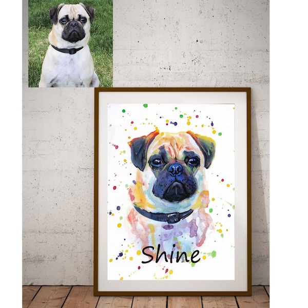Bulldog, Custom painting, Personalized Pet Portrait, Watercolor, Dog Lover Gift, Pet Portrait, Handmade, from Photo, Custom Dog Portrait,art