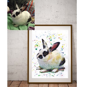 Coniglio, Arte delle lepre, Ritratto personalizzato per animali domestici, Pittura per animali domestici, da Foto, Ritratto di coniglio personalizzato, Disegno, Regalo memoriale per animali domestici, acquerello, Ritratto animale domestico