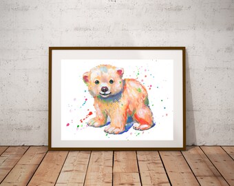 Baby Bear print, Bear poster,animal print,handmade, art print,drawing, handmade, painting, room decor, kids room, animal print, illustration