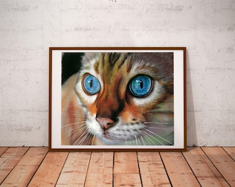 Impresión de gato, cartel del gato, impresión del vivero, impresión del arte, dibujo, acuarela, cartel, habitación de los niños, niña, niño, decoración de la sala de juegos, cuarto del bebé, impresión del animal, arte