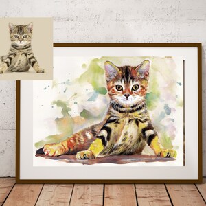 Tabby cat, Custom Pet painting, Custom cat portrait, Pet portrait, Watercolor, Tabby Cat painting, handmade, Pet Loss, Painted, from Photo