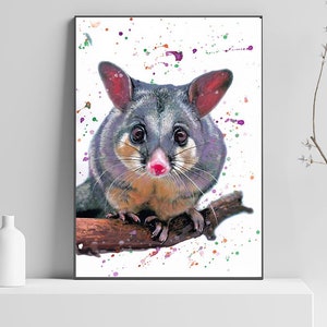POSSUM print, home Décor, possum poster, animal print, nursery, drawing, handmade, painting, Giclée , watercolor, Pet print, wall art, home