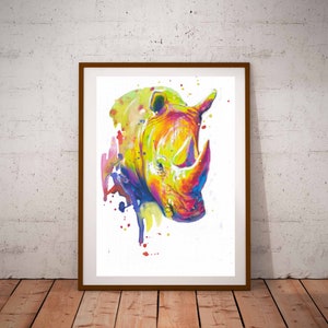 Rhinoceros print, Rhino, Rhinoceros poster, Nursery print, print, drawing, watercolor, Kids room, playroom decor, baby room, animal print