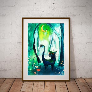 Stampa per gatti, Poster per gatti, Stampa per bambini, Stampa artistica, Disegno, Acquerello, Poster, Stanza per bambini, Ragazza, ragazzo, Decorazione per sala giochi, Baby room, Stampa animalier, arte