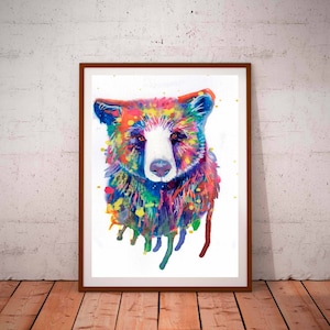 Bear stampa, poster di orso, vivaio di stampa, stampa d'arte, disegno, acquerello, poster, camera dei bambini, ciclee stampa, arredamento della camera, baby-room, stampa animalier
