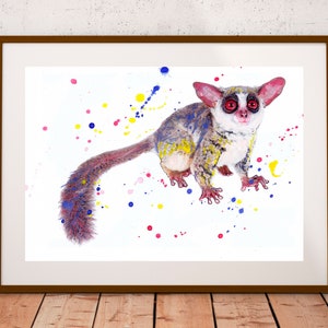 Stampa bambino Bush, poster Galago, Bush bambino stampa, dipinto, stampa acquerello,disegno, decorazione della casa, stampa animale, stampa animale domestico, regalo amante animale domestico