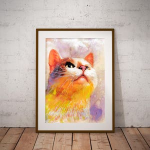Stampa gatto, poster gatto, stampa vivaio, stampa artistica, disegno, acquerello, poster, Camera bambini, ragazza, ragazzo, arredamento sala giochi, baby room, stampa animale, arte
