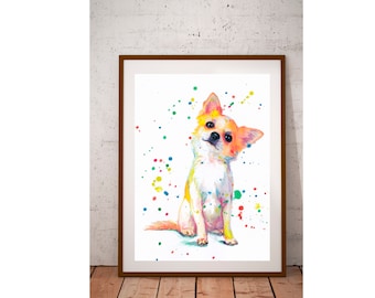 Chihuahua print, Dog poster, Dog print, painted print, watercolor print, drawing, home decoration, animal print, Pet print,  pet lover gift