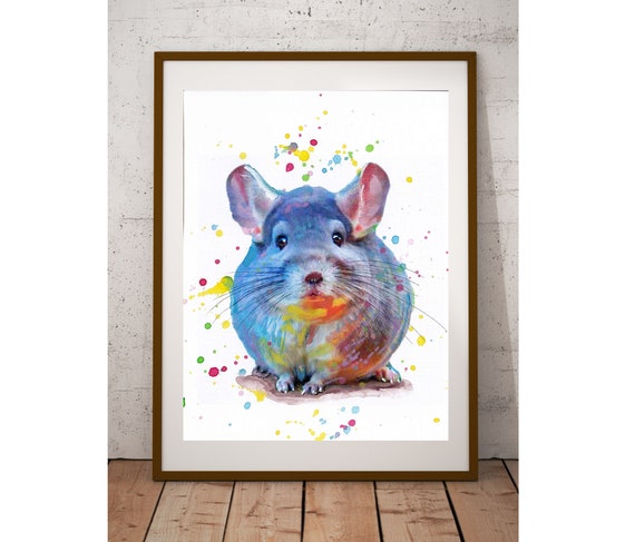 CHINCHILLA print, Chinchilla poster,animal print, handmade, nursery,  drawing, handmade, painting, room decor, watercolor, animal print, art - Main Image