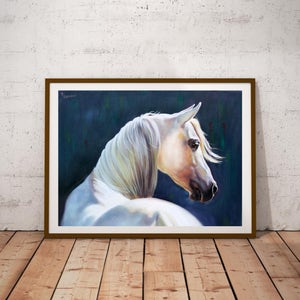 Horse print, original painting,animal painting,handmade,Horse poster,fine art print ,family gift, White horse ,wall decoration, animal print