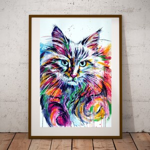 Stampa gatto, poster gatto, stampa vivaio, stampa artistica, disegno, acquerello, poster, Camera bambini, ragazza, ragazzo, arredamento sala giochi, baby room, stampa animale, arte