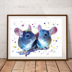 CHINCHILLA print, 2 Chinchilla poster, dierenprint, handgemaakt, kinderkamer, tekenen, handgemaakt, schilderen, dierenprint, aquarel, dierenprint, kunst