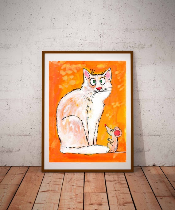 Cat Print Mouse Cat Posternursery Print Art Print Etsy