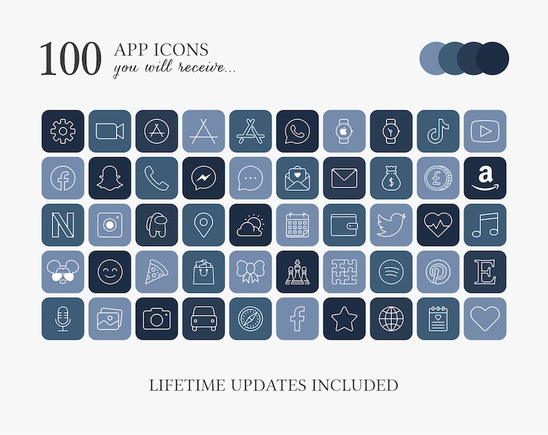 Cute icons for apps blue Idea