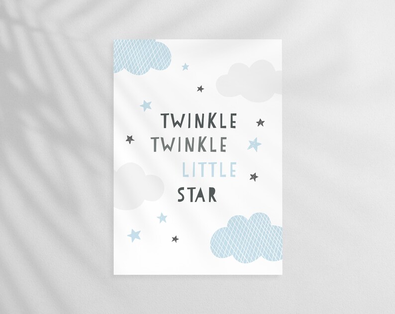 Set of 3 Blue Nursery Prints Nursery Wall Art Baby Room Etsy