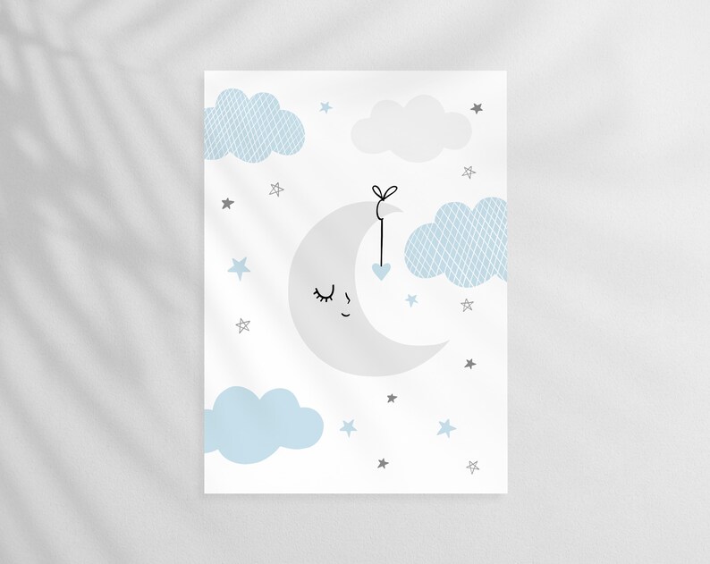 Set of 3 Blue Nursery Prints Nursery Wall Art Baby Room Etsy