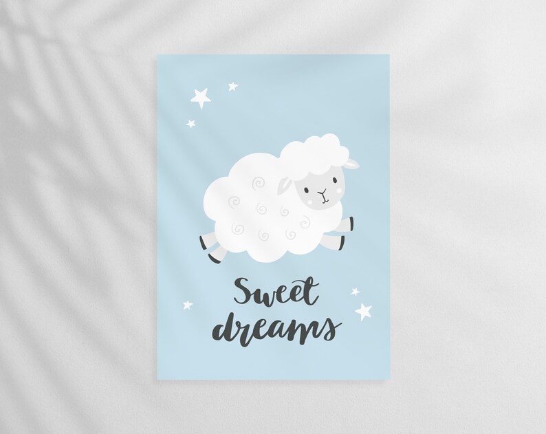 Set of 3 Blue Nursery Prints Nursery Wall Art Baby Room Etsy