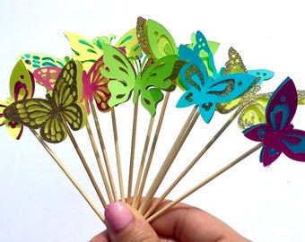Neon Butterfly Cupcake Topper / Canape Picks